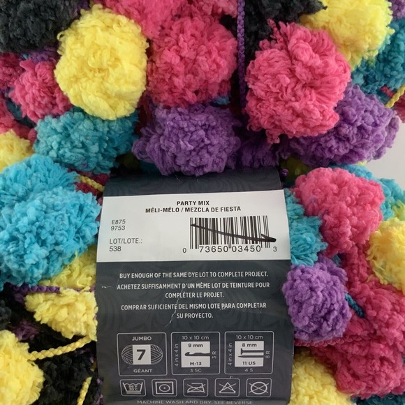 Coats & Clark Red Heart Pomp-a-Doodle Yarn 3.5oz/14yds #9753 PartyMix Pom-Pom - Picture 2 of 6